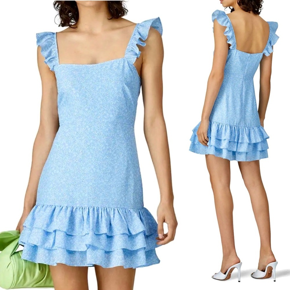 Likely Light Blue Ruffle Mini Dress